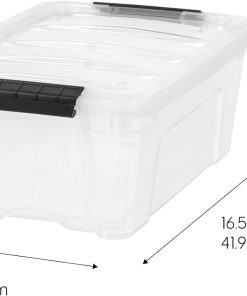 Alternative view of IRIS USA 4-Pack Storage Bins with Lids. 13 Quart. Made in USA Stackable See-Through Organizing Solution Latches Durable Nestable Containers Secure Pull Handle. BPA-Free Plastic