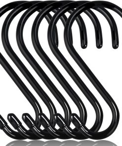 DINGEE 6 Inch Heavy Duty S Hooks. Large S Hook for Hanging Plants. Vinyl Coated S Hook 6 Pack Sturdy Non Slip Black S Hooks for Hanging Closet.Bird Feeders.Kitchen.Large Object.Garden Tools