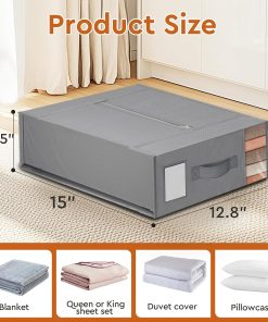 Alternative view of StorageTastic 4 Pack Bed Sheet Closet Organizers and Storage.Sturdy Foldable Storage Containers with Window and Label.Storage and Organization for Bedding Sheets.Duvet Covers.Blankets (Grey)